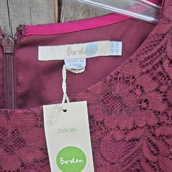 Boden Elegant Lace Dress in Rich Burgundy - Picture 2 of 8